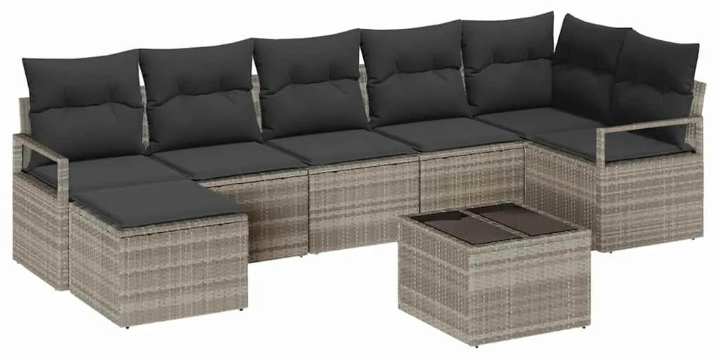 vidaXL Σετ Καναπέ Κήπου 9 pcs Ανοιχτό γκρι Πολυ rattan, βαμμένο ατσάλι