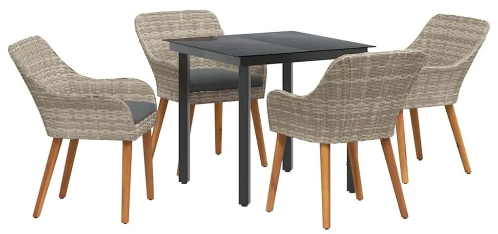 vidaXL Σέτ φαγητού για κήπο 5 pcs Ανοιχτό γκρι συνθετικό ρατάν