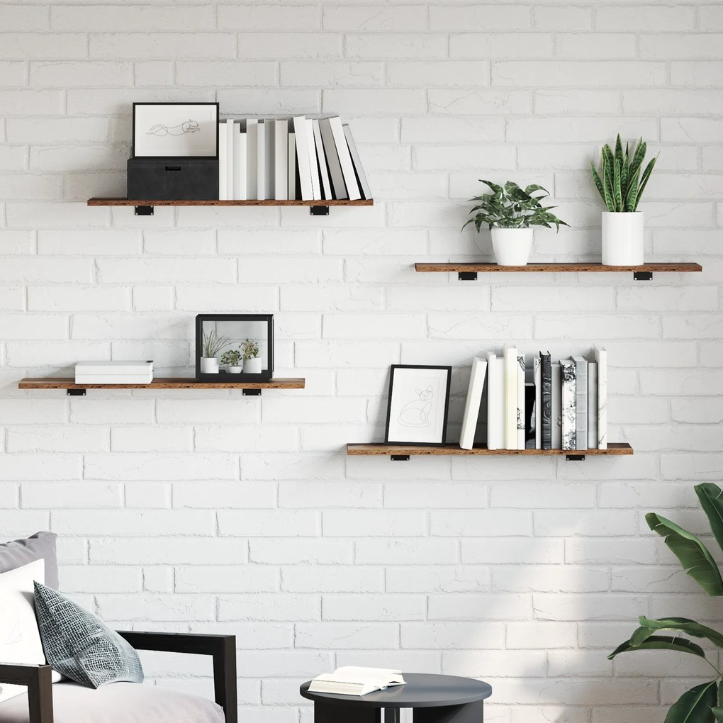 vidaXL Δίσκος Βιβλιοθήκης 4 pcs Καφέ 100 x 40 x 1.5 εκ. Μοριοσανίδα
