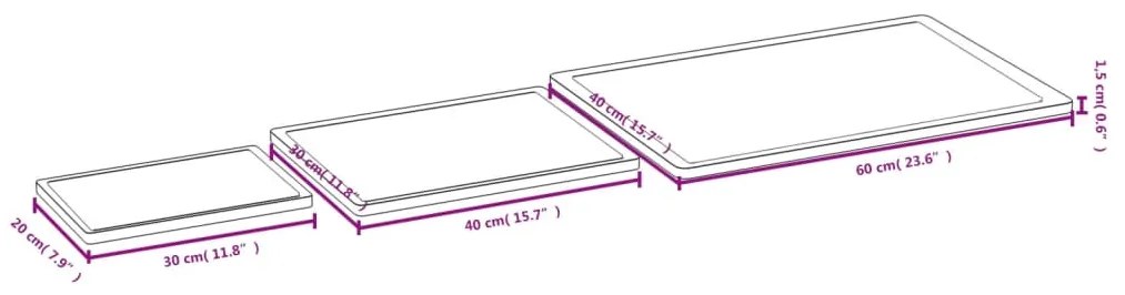 vidaXL Σετ Σανίδα Κοπής 3 Τεμαχίων από Μπαμπού