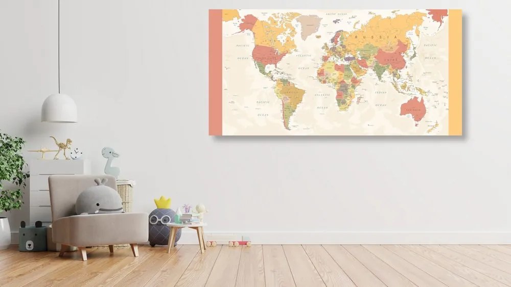 Εικόνα στον λεπτομερή παγκόσμιο χάρτη από φελλό - 120x60  color mix