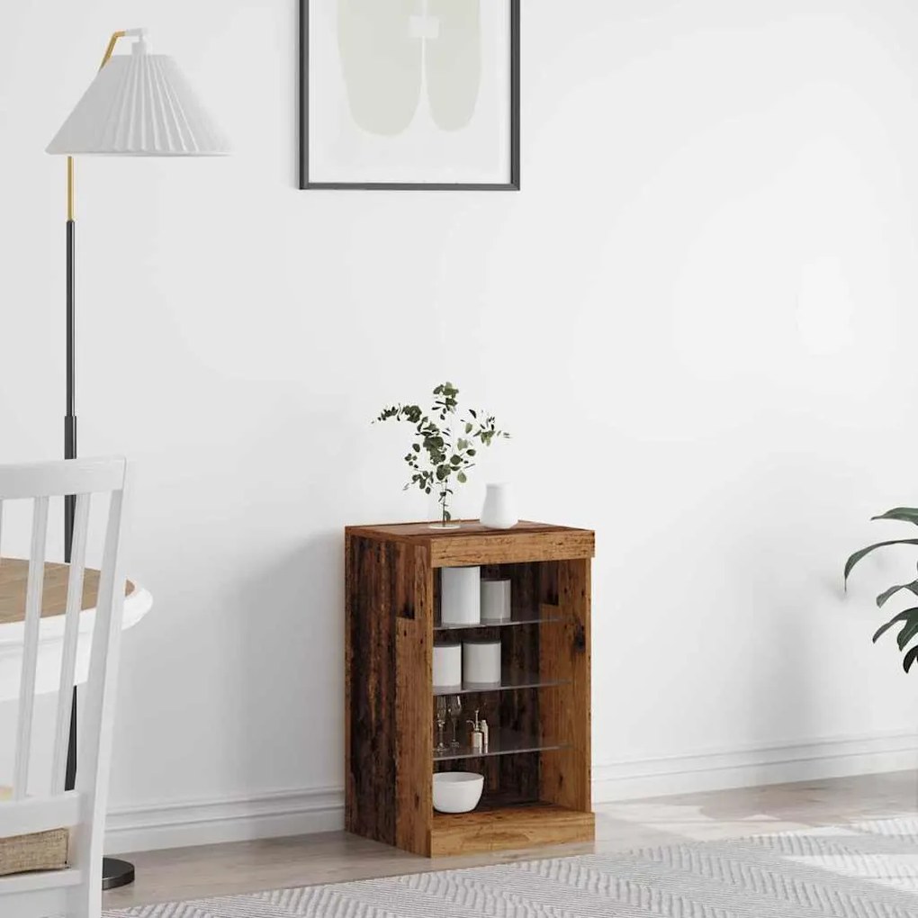 Πλευρικό Τραπέζι LED Παλιό ξύλο 41 x 37 x 67 εκ