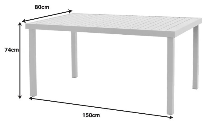 Τραπέζι Kliton pakoworld αλουμινίου λευκό 150x80x74εκ (1 τεμάχια)