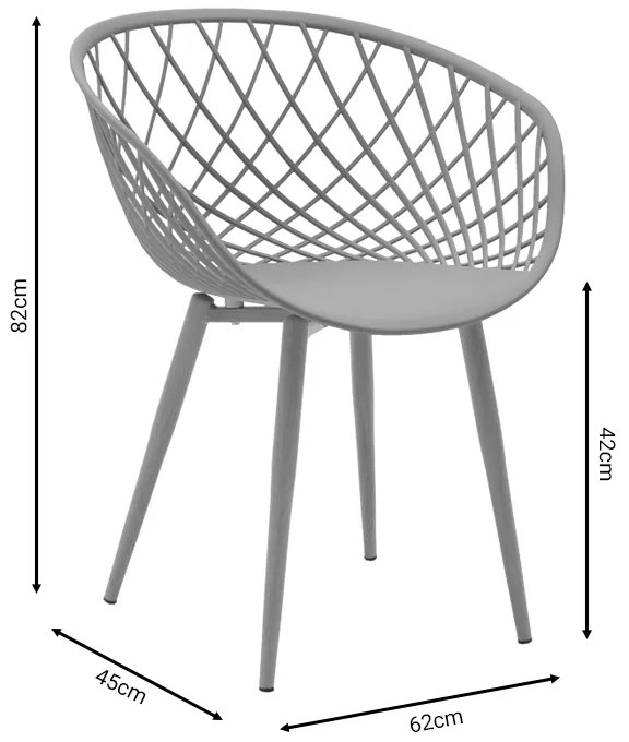 Πολυθρόνα Ezra pakoworld μαύρο pp-πόδι φυσικό μέταλλο 63x55x83εκ