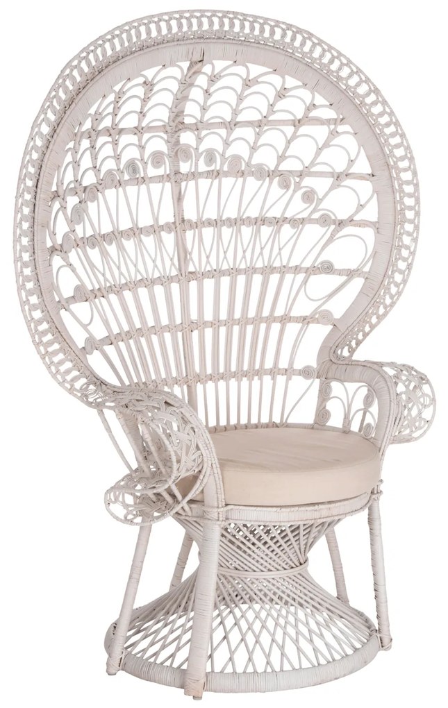 ΠΟΛΥΘΡΟΝΑ ROYAL PEACOCK HM9342.02 RATTAN ΣΕ ΛΕΥΚΟ-ΜΑΞΙΛΑΡΙ ΛΕΥΚΟ 114x72x150Yεκ. - 0615201 - HM9342.02