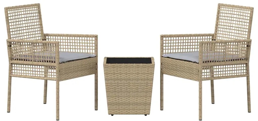 vidaXL Σετ Μπιστρό Κήπου 3 pcs Μπεζ Πολυ ράταν