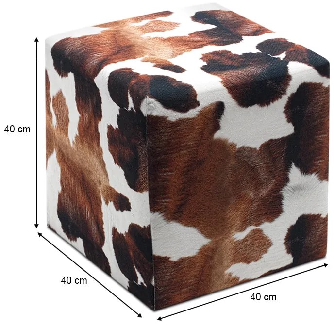 Σκαμπώ Milky Megapap υφασμάτινο χρώμα καφέ - λευκό 40x40x40εκ.