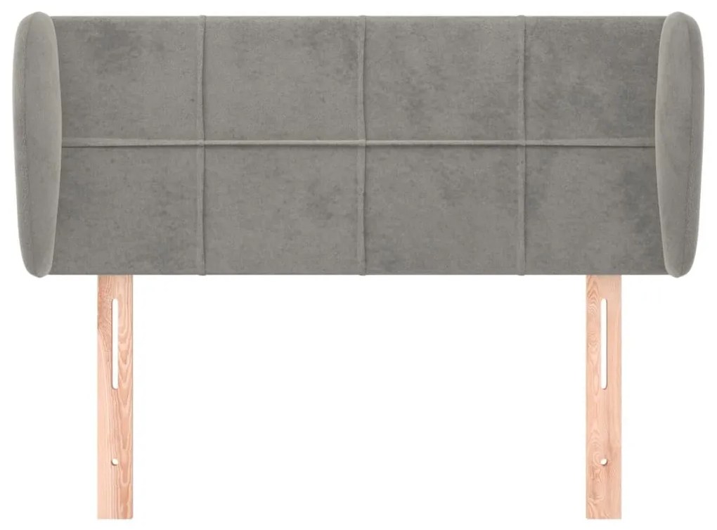 Κεφαλάρι με Πτερύγια Ανοιχτό Γκρι 83x23x78/88 εκ. Βελούδινο - Γκρι