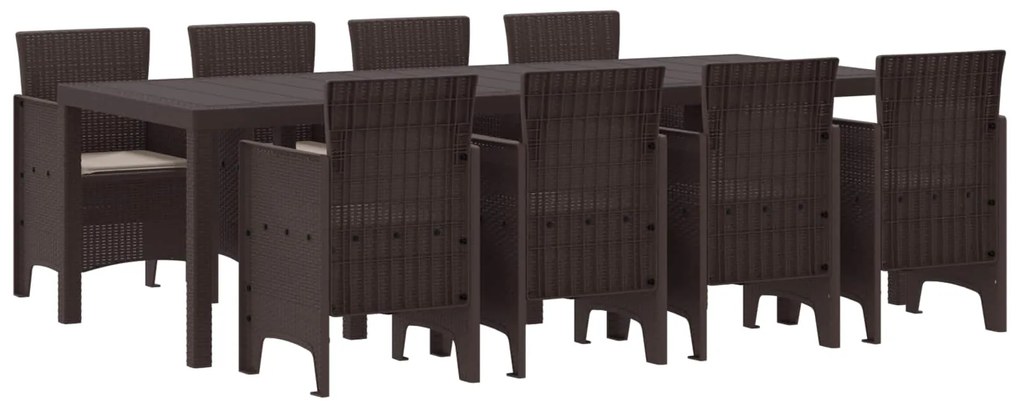 Σέτ φαγητού για κήπο 9 pcs Καφέ Rattan Polt