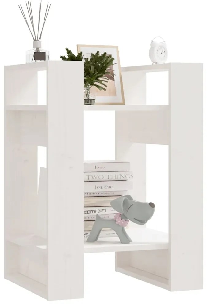 vidaXL Βιβλιοθήκη/Διαχωριστικό Χώρου Λευκό 41x35x57 εκ. Μασίφ Πεύκο