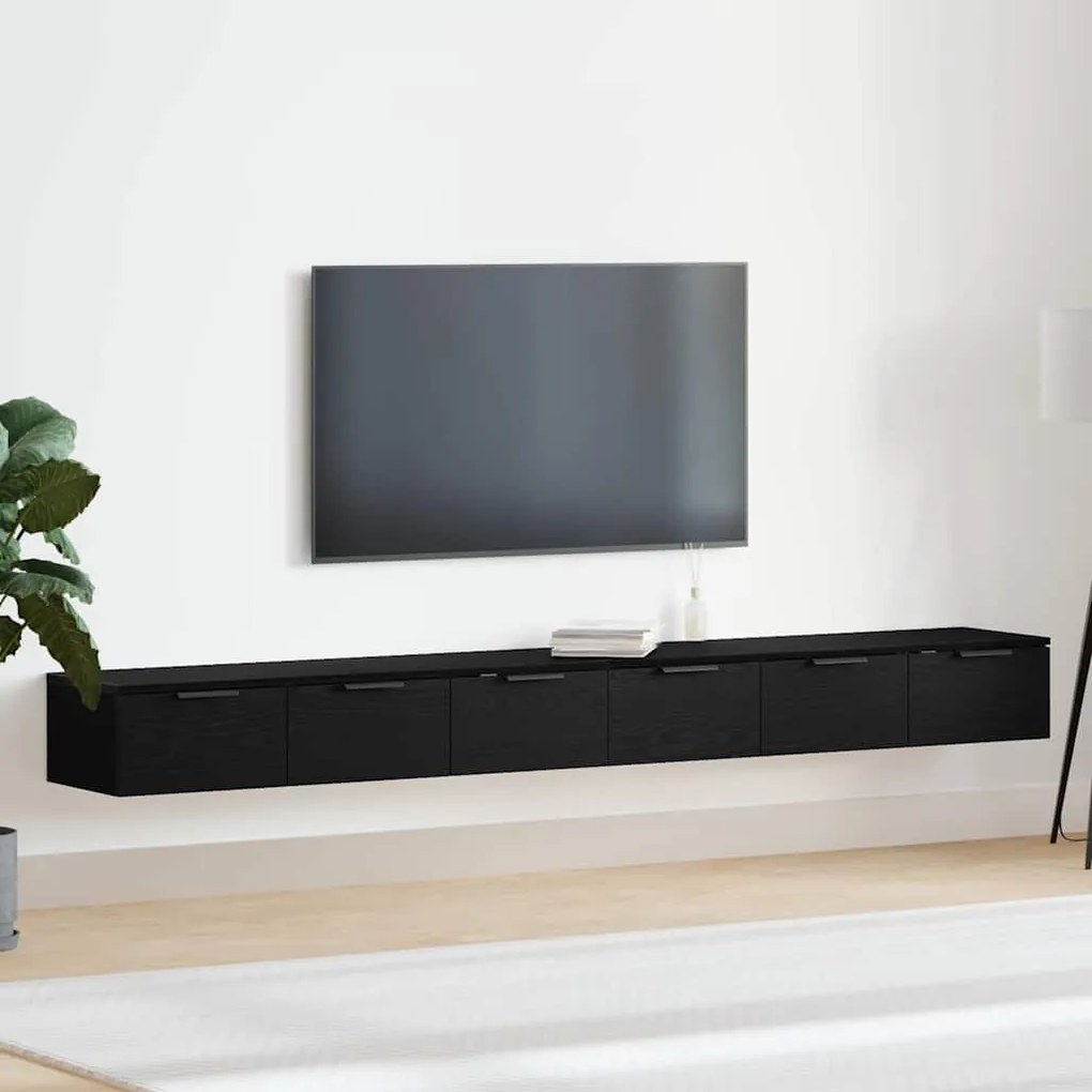 Ντουλάπα τοίχου με συρτάρι 2 pcs Μαύρη Οξυά 102 x 30 x 20 εκ.