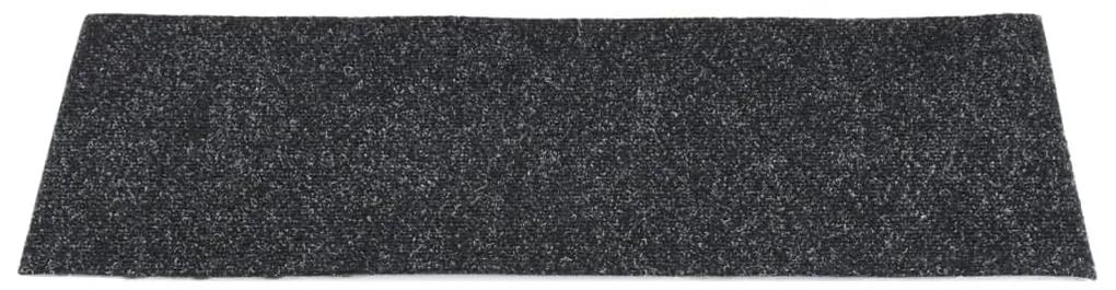 vidaXL Πατάκια Σκάλας Αυτοκόλλητα Ορθογώνια 15 τεμ. Μαύρα 60 x 25 εκ.