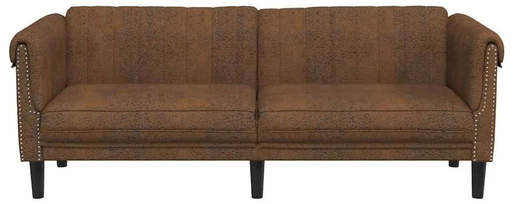 vidaXL Καναπές Τριθέσιος Καφέ από Συνθετικό Καστόρι