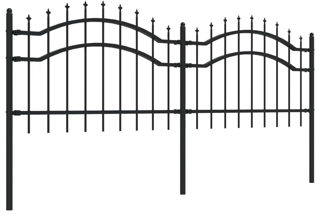vidaXL Φράχτης Κήπου με Κορυφή Δόρυ Μαύρος 239x75 εκ. από Ατσάλι με Ηλεκτροστατική Βαφή