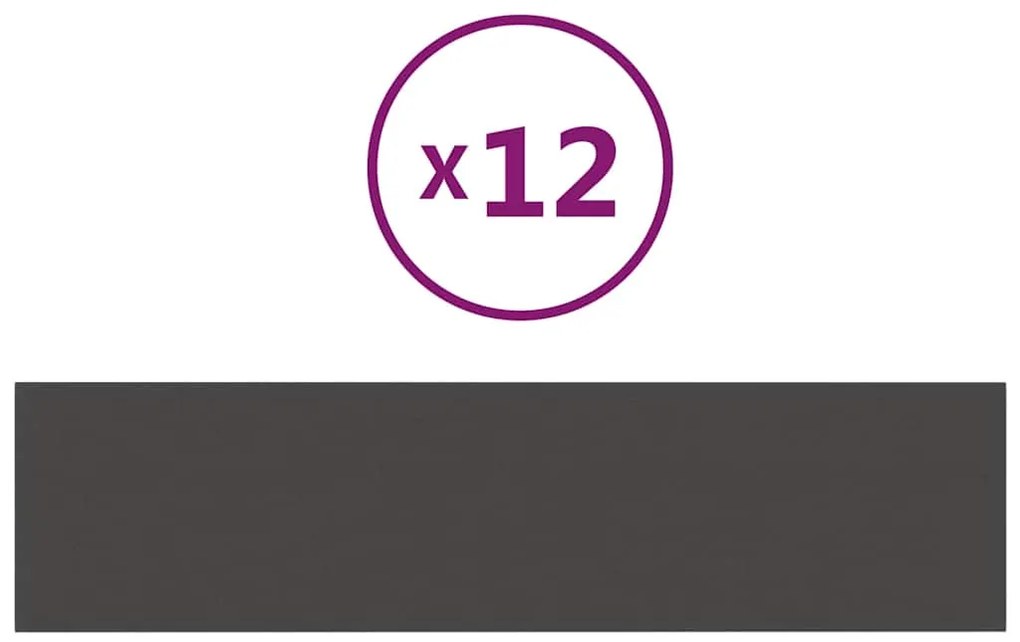 vidaXL Πάνελ Τοίχου 12 τεμ. Σκούρο Γκρι 60x15 εκ. 1,08 μ² Υφασμάτινα