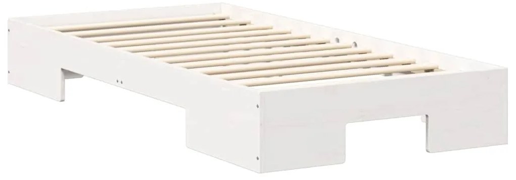 vidaXL Κρεβάτι δαπέδου Λευκό 90 x 200 cm Μασίφ ξύλο πεύκου