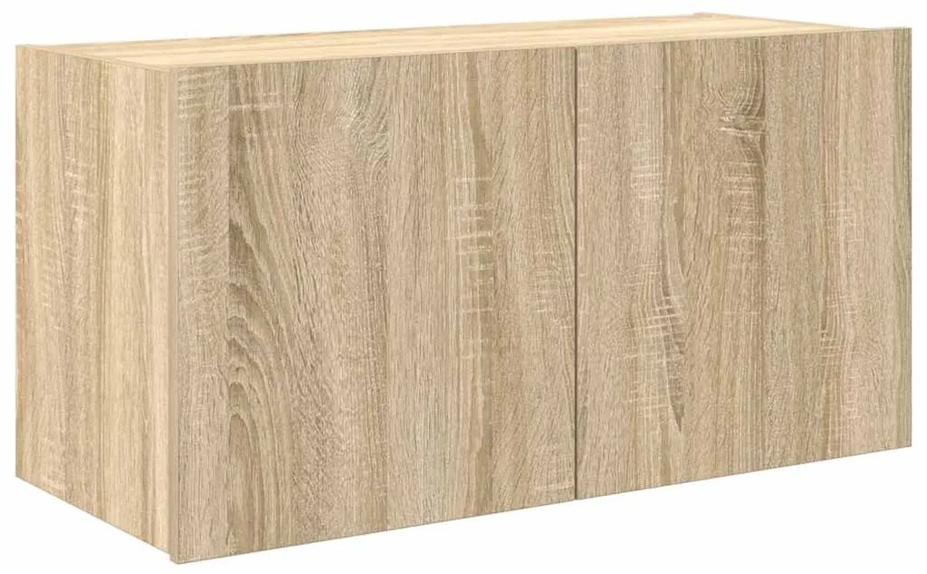 vidaXL Έπιπλο Τοίχου Τηλεόρασης με LED Sonoma Δρυς 80x35x41 εκ.