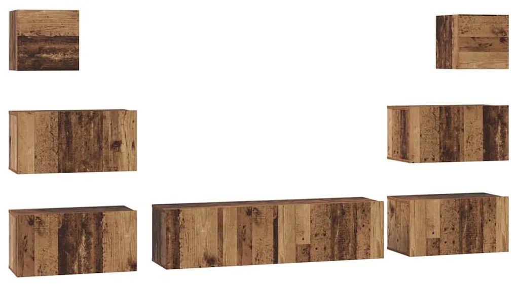 vidaXL Σετ επίπλου τηλεόρασης 8 pcs Παλαιό ξύλο 60 x 30 x 30 cm
