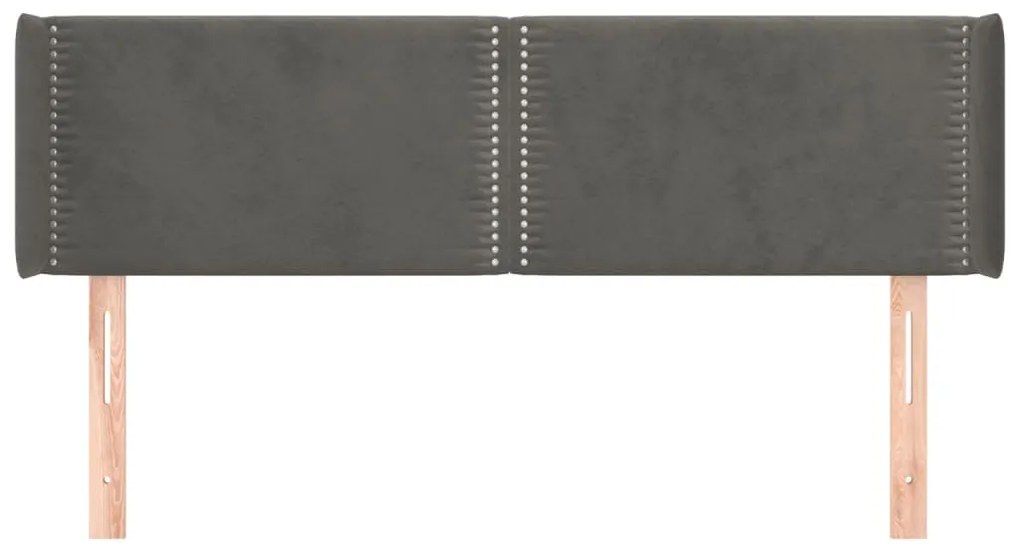 Κεφαλάρι με Πτερύγια Σκούρο Γκρι 147x16x78/88 εκ. Βελούδινο 3118677