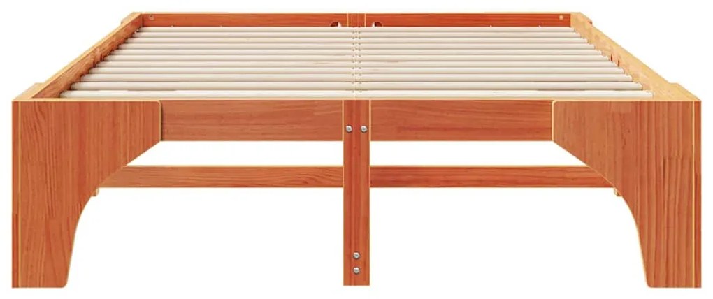 vidaXL Κρεβάτι δαπέδου Καφέ 160 x 200 cm Μασίφ ξύλο πεύκου
