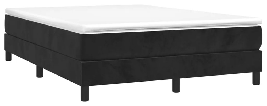 vidaXL Κρεβάτι Boxspring με Στρώμα Μαύρο 140x190 εκ. Βελούδινο