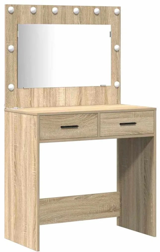vidaXL Σετ Τραπεζιού Μακιγιάζ 3 pcs Δρύς Sonoma 78.5 x 41 x 135 εκ