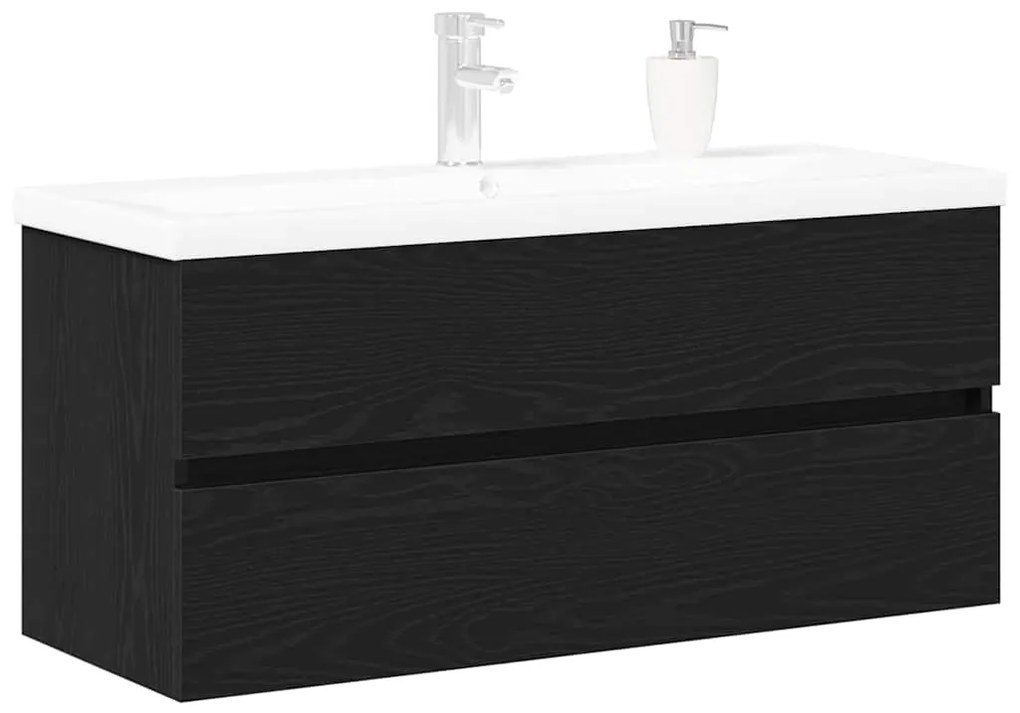 vidaXL Ντουλάπα Νεροχύτη Επιτοίχιο Μαύρη δρυς 100 x 39 x 62 εκ