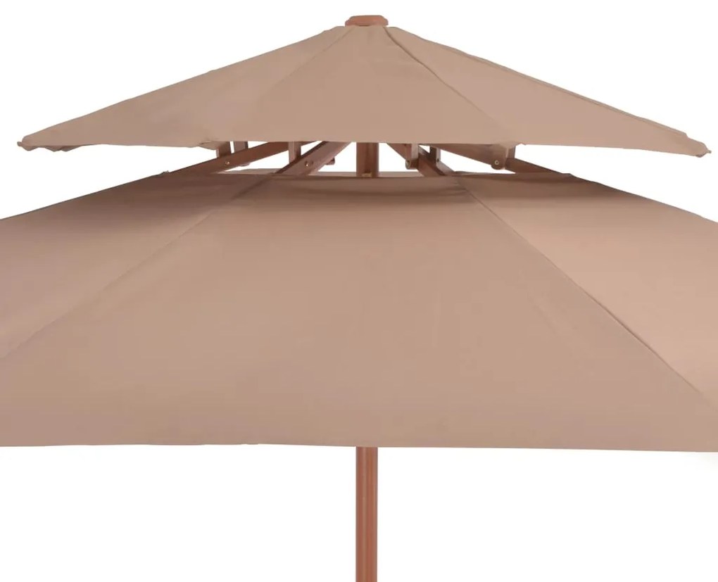 vidaXL Ομπρέλα Κήπου με Διπλή Οροφή Χρώμα Taupe 270 εκ. με Ξύλινο Ιστό