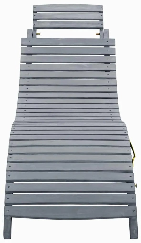 vidaXL Ξαπλώστρα Γκρι από Μασίφ Ξύλο Ακακίας με Μαξιλάρι