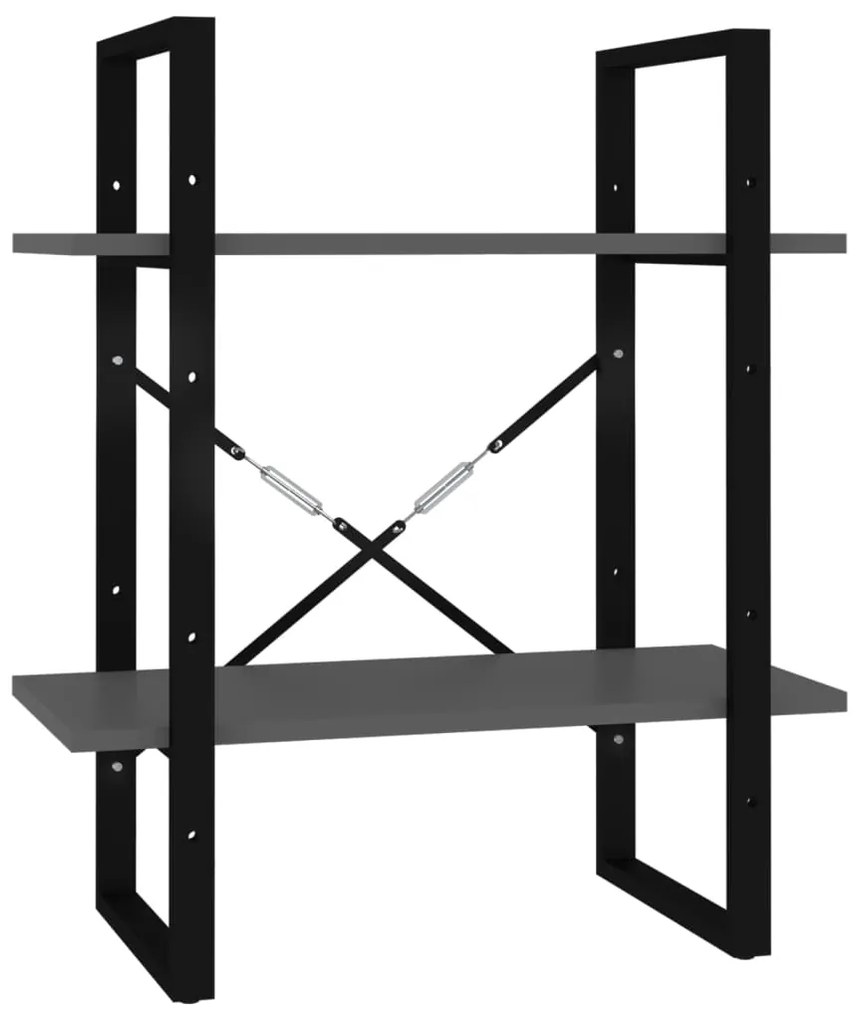 vidaXL Βιβλιοθήκη με 2 Ράφια Γκρι 60 x 30 x 70 εκ. από Επεξ. Ξύλο