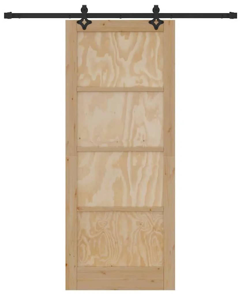 vidaXL Συρόμενη Πόρτα Φυσικό και μαύρο 86 x 211 cm