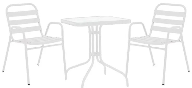 Σετ κήπου - Τραπεζαρία Watson - Sussie 3 τεμ. μέταλλο - γυαλί λευκό 70x70x70 εκ. 70x70x70 εκ.