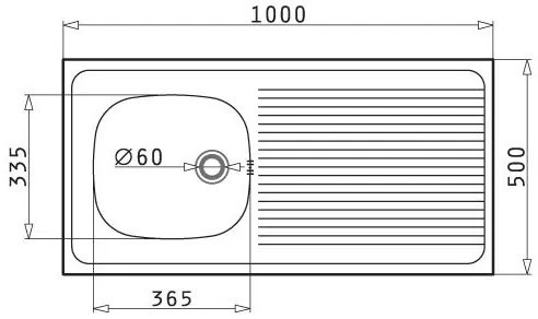 Νεροχύτης Κουζίνας Ανοξείδωτος Pyramis International 100x50 εκ. 1B 1D 100x50x16 εκ.