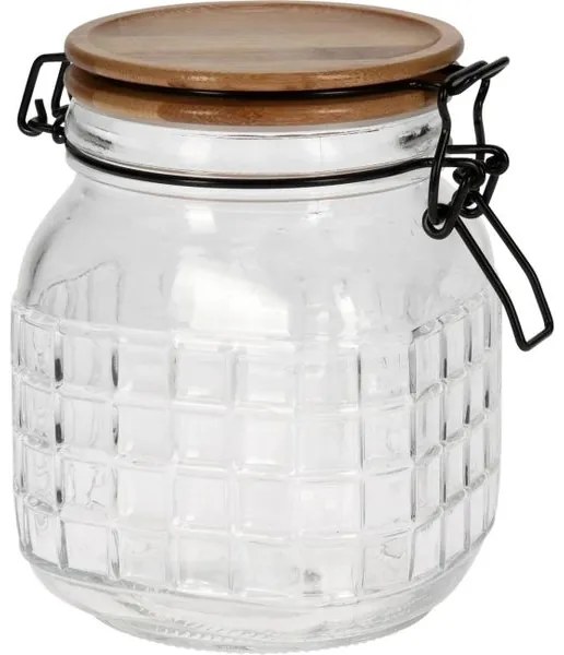 ArteLibre Δοχείο Με Καπάκι Μπαμπού 1100ml Γυάλινο 13.9x11.6x15cm Διάφανο 06350883
