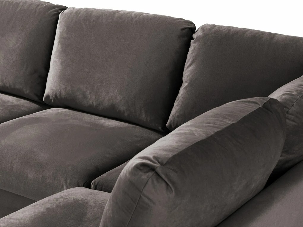 Γωνιακός Καναπές Scandinavian Choice P104, Σκούρο καφέ, Μαύρο, 310x196x89cm, Πόδια: Ξύλο | Epipla1.gr