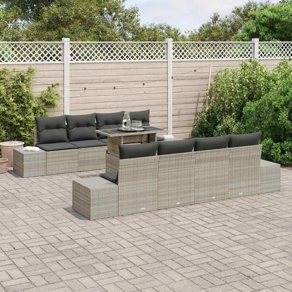 vidaXL Σετ Καναπέ Κήπου 7 pcs Ανοιχτό γκρι 100 x 55 x 73 εκ