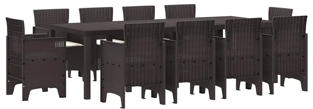 vidaXL Σέτ φαγητού για κήπο 11 pcs Καφέ Rattan Polt
