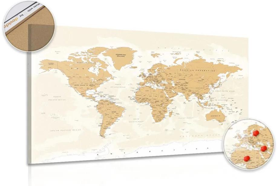 Εικόνα στον παγκόσμιο χάρτη φελλού με vintage πινελιά - 120x80  place