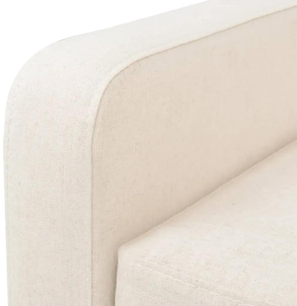 Καναπές Τριθέσιος Λευκό Κρεμ Υφασμάτινος - Λευκό
