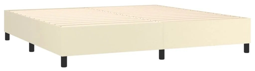 vidaXL Κρεβάτι Boxspring με Στρώμα Κρεμ 200x200 εκ. Συνθετικό Δέρμα