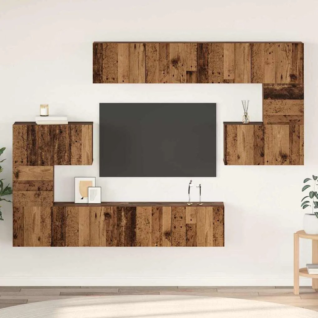vidaXL Σετ επίπλου τηλεόρασης 8 pcs Παλαιό ξύλο 80 x 30 x 30 εκ