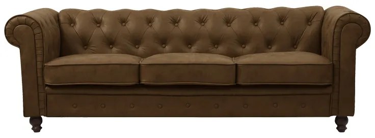 Kαναπές τριθέσιος Incredible  τύπου Chesterfield pu σε αντικέ καφέ απόχρωση 203x84x67εκ