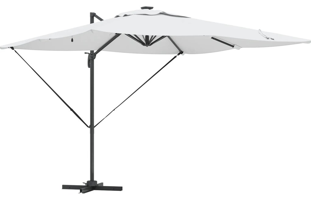 vidaXL Ομπρέλα Roma με LEDs Άμμος 286x285x270 εκ. Αλουμίνιο
