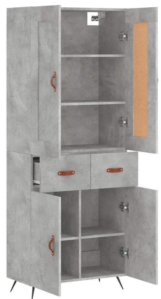 vidaXL Ντουλάπι Γκρι Σκυροδέματος 69,5x34x180 εκ. Επεξεργασμένο Ξύλο