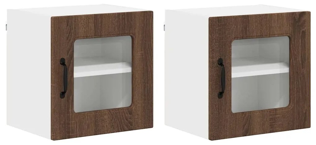 vidaXL Κρεμαστό ντουλάπι κουζίνας 2 pcs Καφέ δρυς 40 x 31 x 40 εκ.