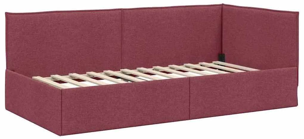vidaXL Κρεβάτι Γωνίας με κεφαλάρι Μπορντό 90 x 200 cm ύφασμα