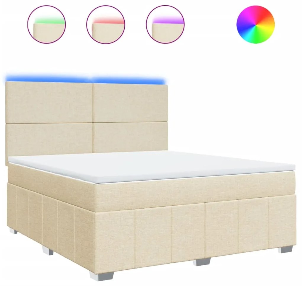 vidaXL Κρεβάτι Boxspring με Στρώμα Κρεμ 180x200 εκ. Υφασμάτινο