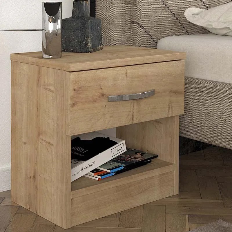 Megapap Κομοδίνο Από Μελαμίνη Lube Sapphire Oak