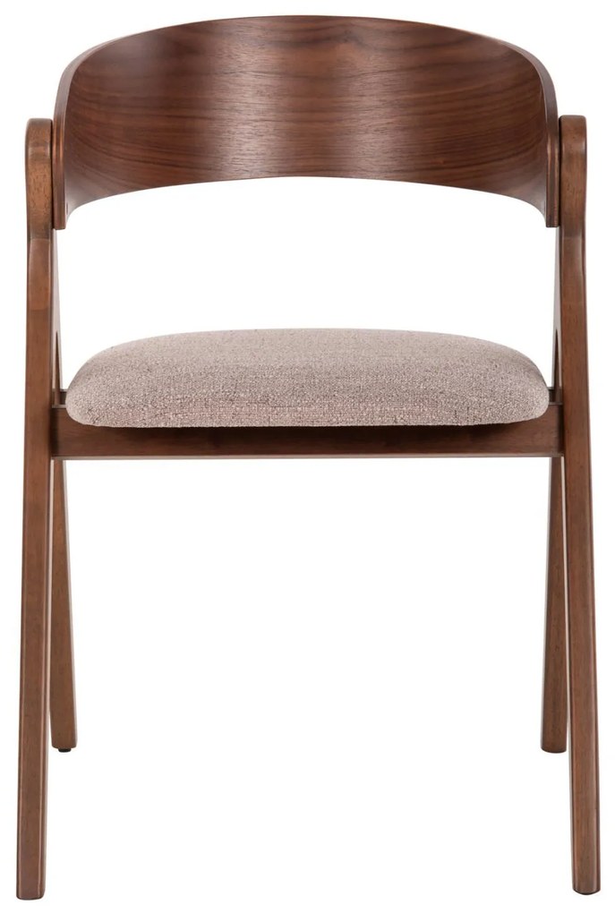 Καρέκλα NEKKER Rubberwood Καρυδί με Μπέζ ύφασμα 56x55x78Yεκ. 2αδα 56x55x78 εκ.