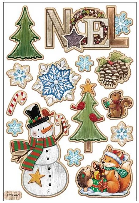 Χριστουγεννιάτικα Ανάγλυφα Αυτοκόλλητα 25x14cm 237806a